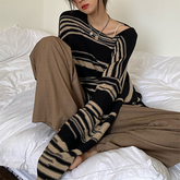 Oversize-Strickpullover mit Streifen